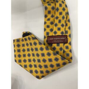 Vintage Chaps Ralph Lauren Mens Tie 100% Silk Yellow Made in USA 55”x 3.5”